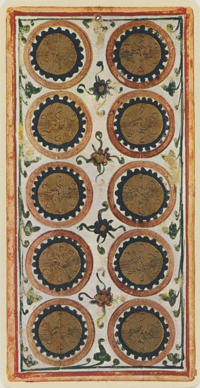 The Ten of Coins, facsimile of a tarot card from the 